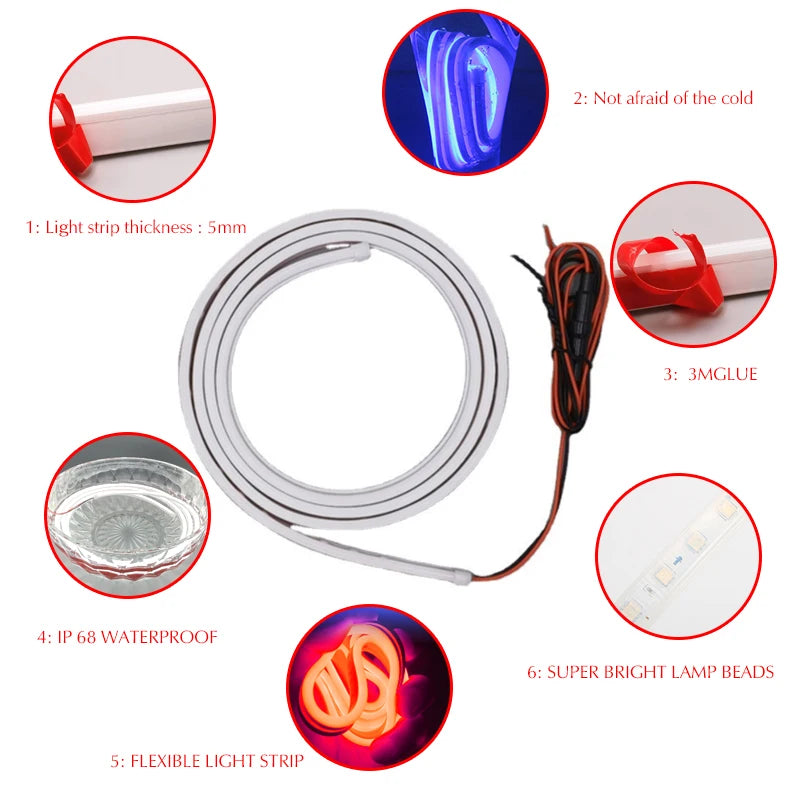 LED Auto Car Hood Lights Strip Universal Lamps Ambient Lights