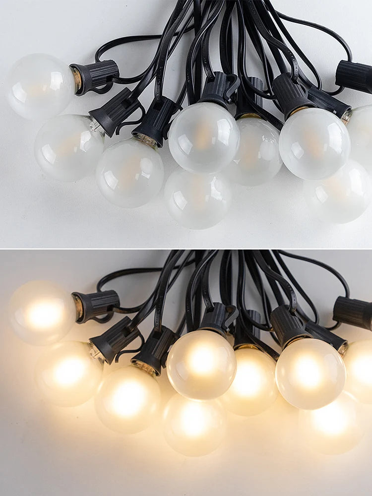 Vintage G40 Frosted Milky Glass String Lights Outdoor