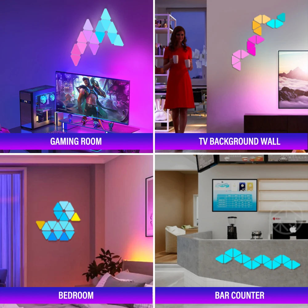 LED smart WIFI triangle wall light RGB indoor atmosphere light APP
