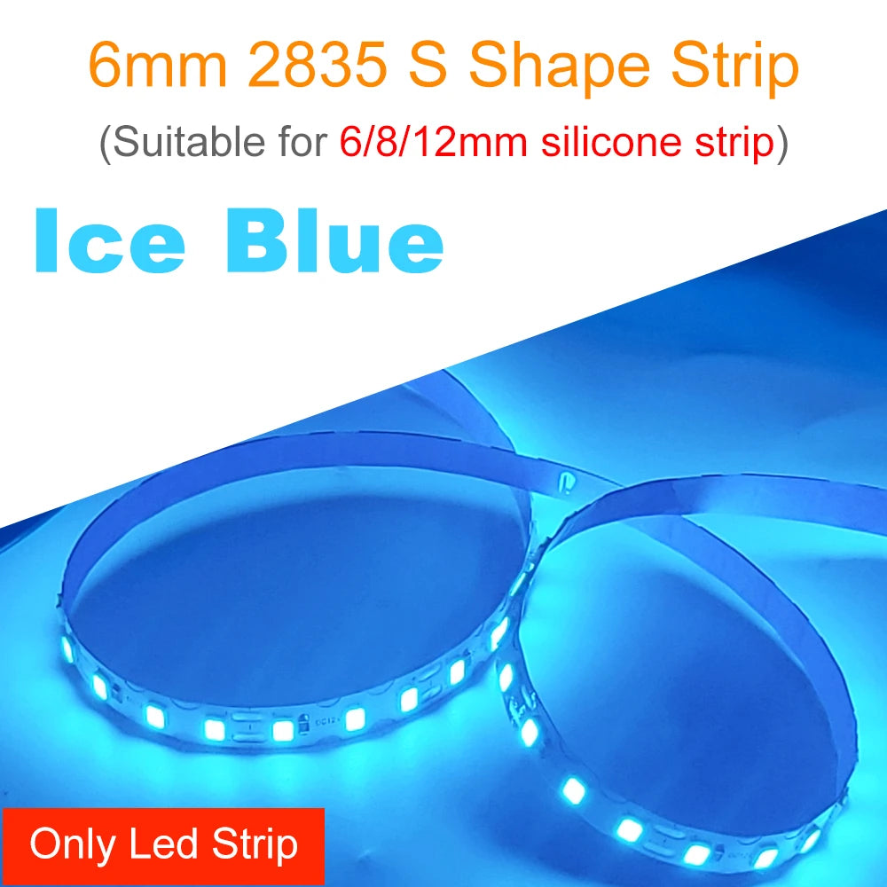 6mm Width DC12V 2835 S Shape LED Strip Flexible Foldable Tape Light