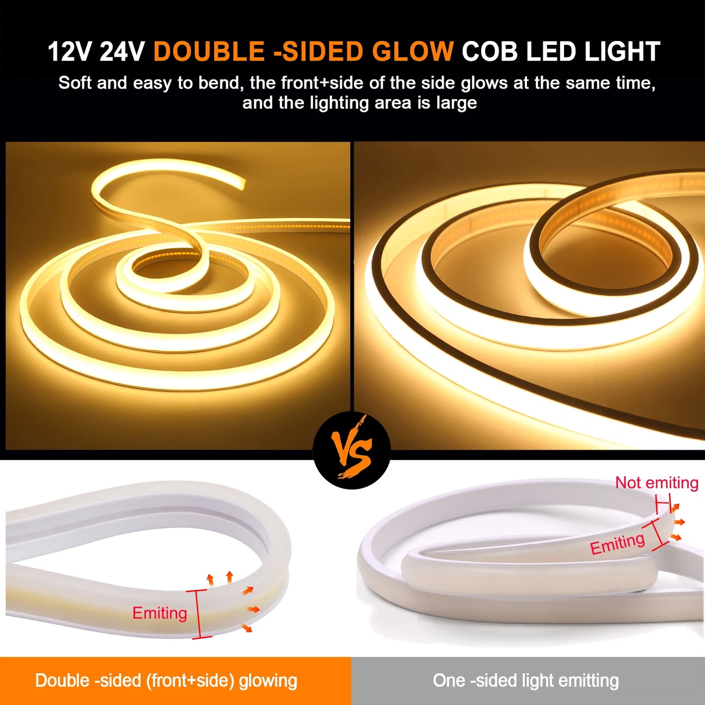 LED Strip Light Double Side Glow Flexible LED Neon Tape