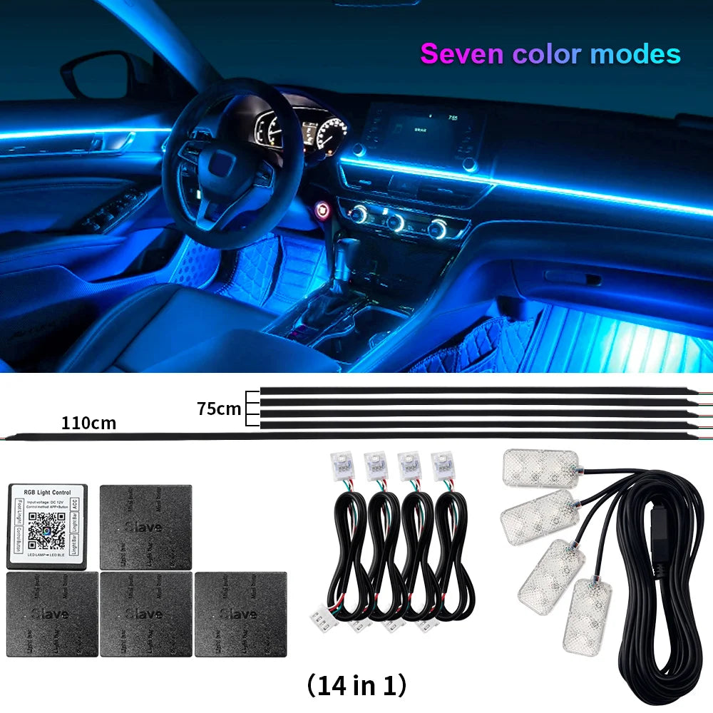 18 in 1 Dual Zone Symphony Streamer Car Ambient Light Interior