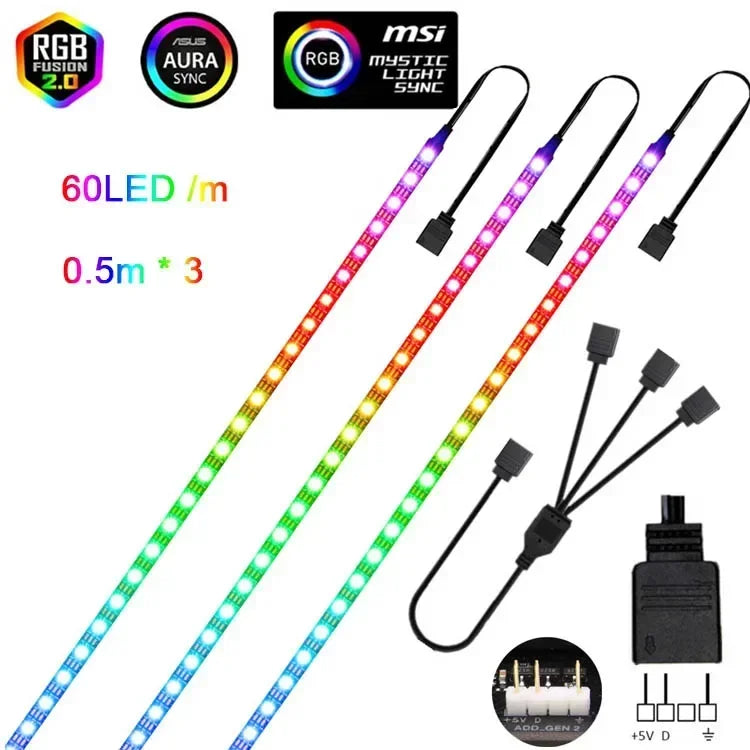 WS2812b ARGB LED Strip Light Addressable Rainbow Light