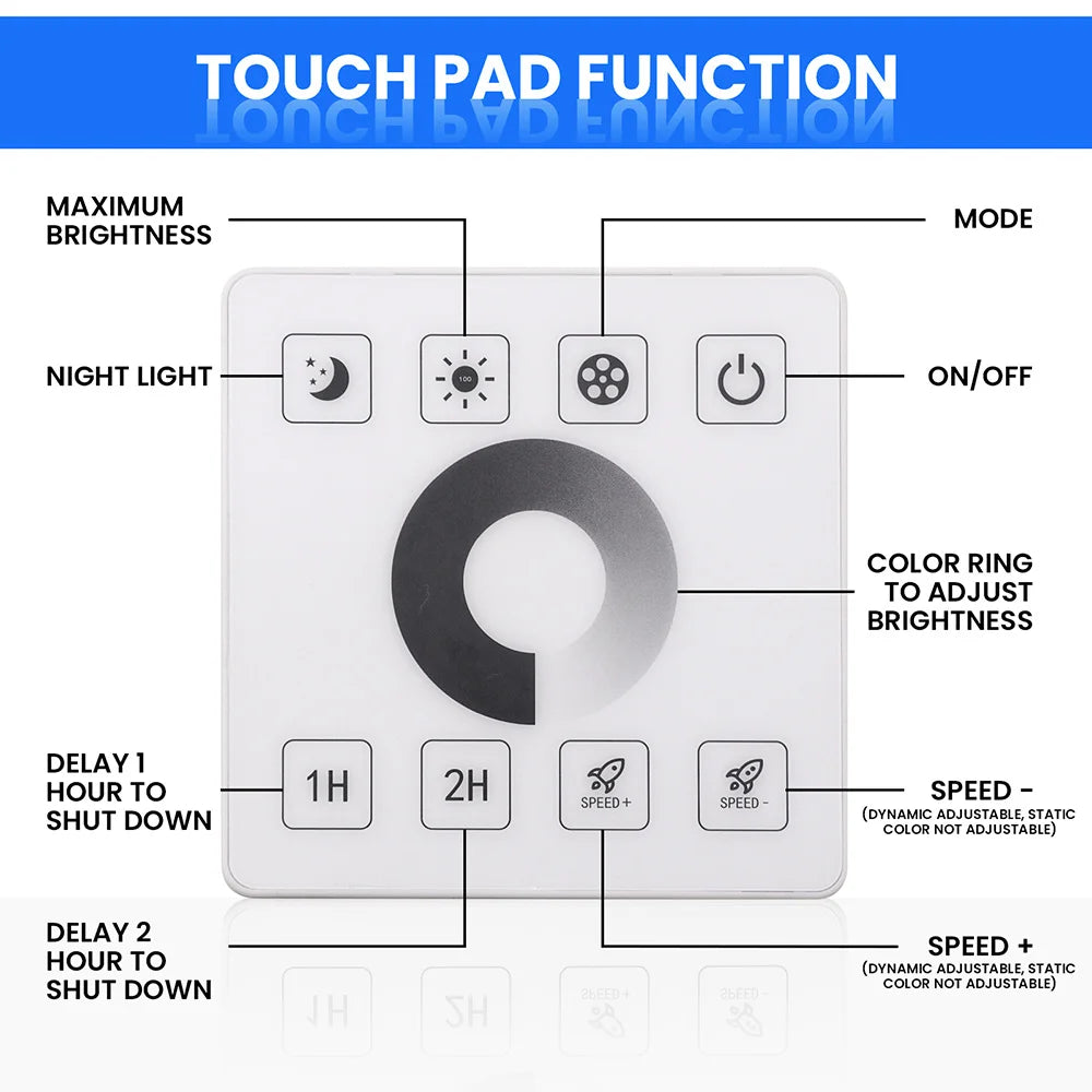 220V Wall Touch LED Strip Light Wifi Bluetooth Remote Control