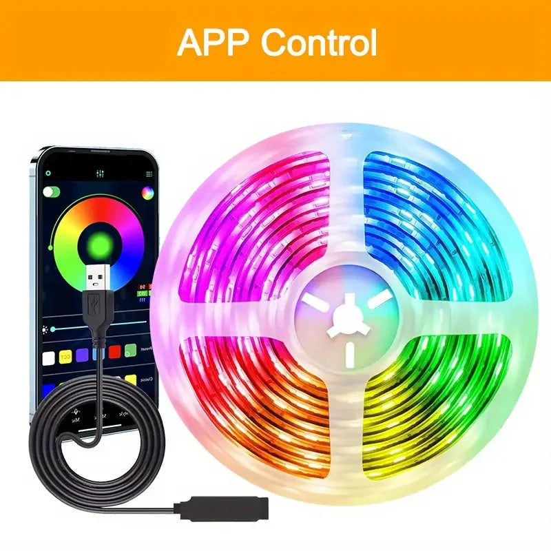 USB 5050 RGB LED Strip With Remote Control, 44 Lighting