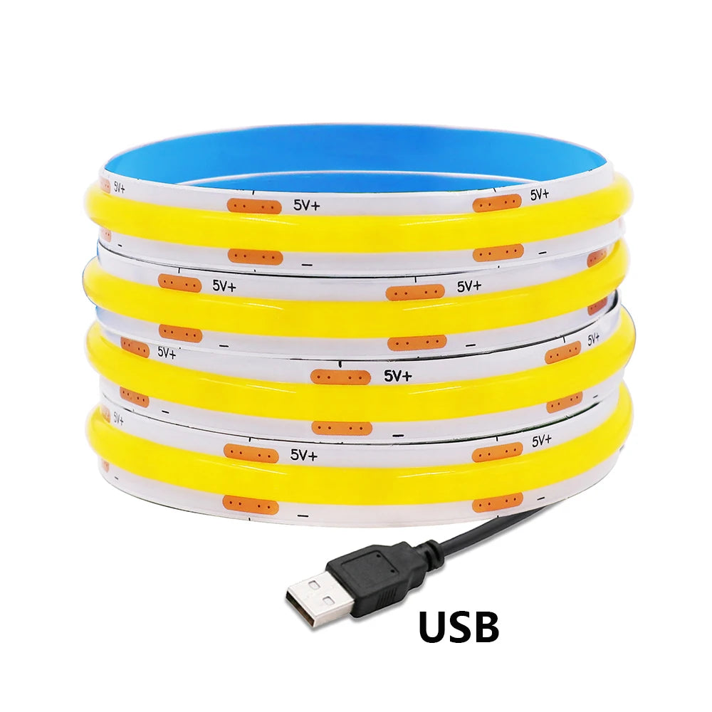 5V USB COB LED Strip Light 3Keys Touch Dimmable ON/OFF Switch