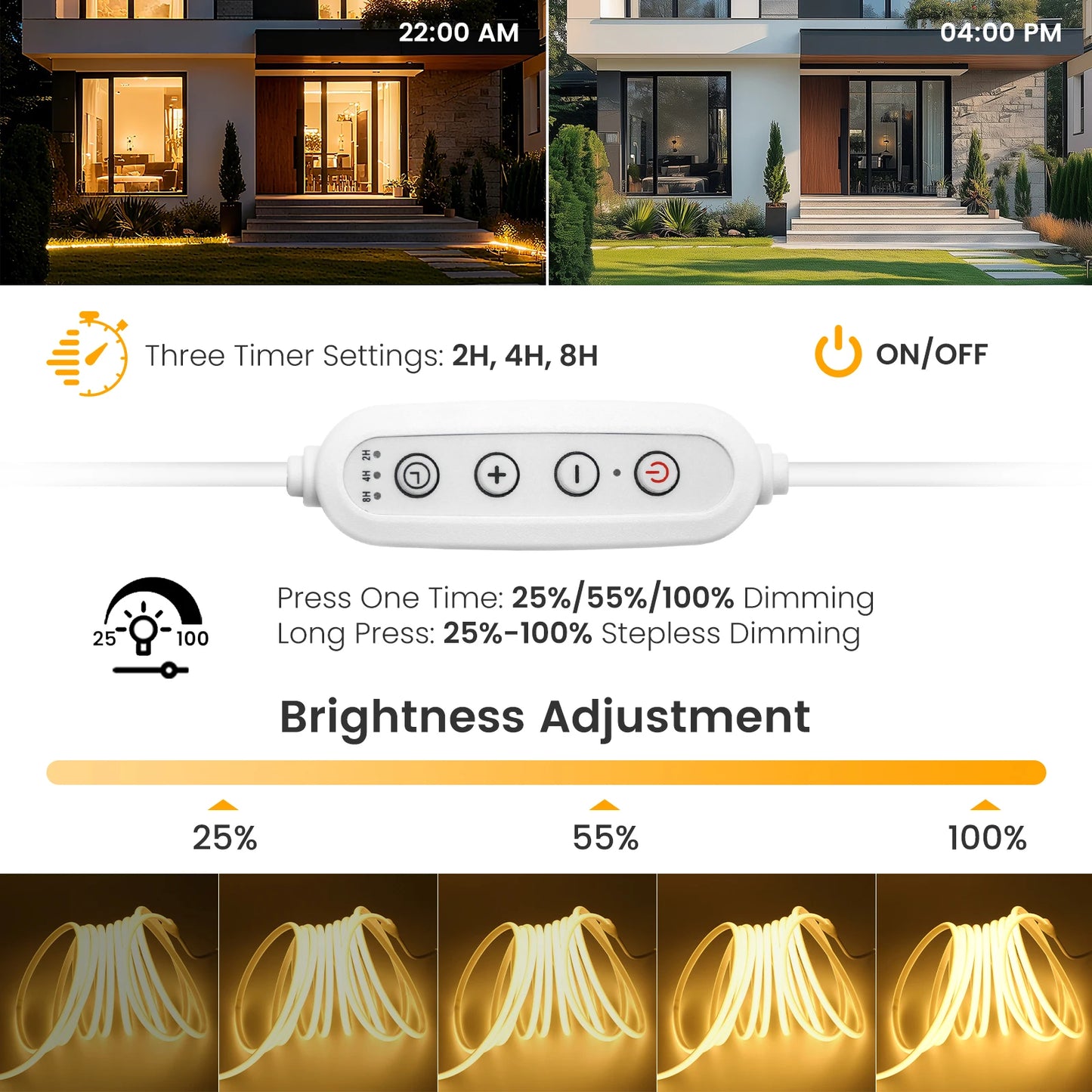 AC 220V Timing Dimmable COB Neon Strip Waterproof