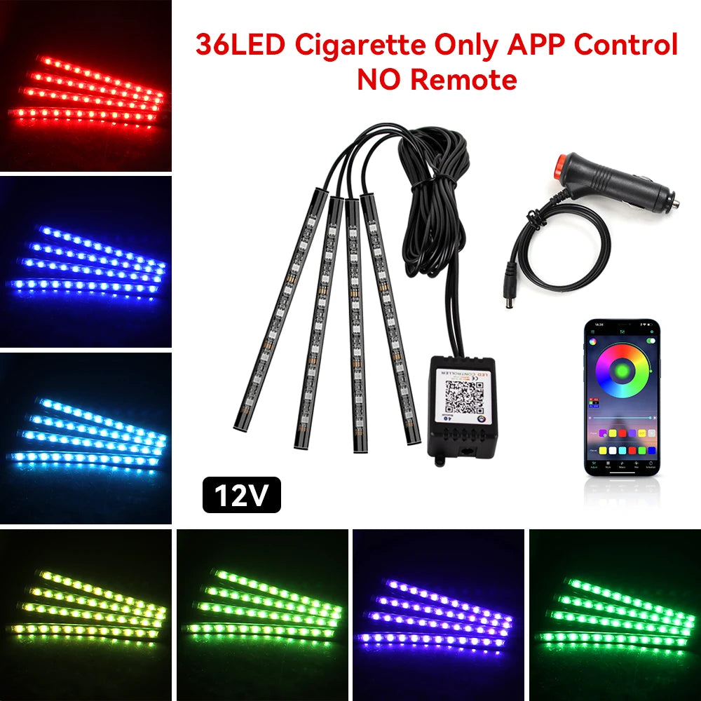 Car Neon LED Interior Ambient Foot Strip Light