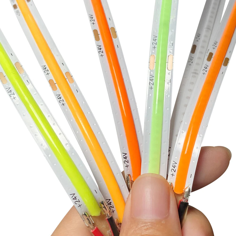 DC 24V Colour COB LED Strip Lights For Room 8mm 480LED/m High Density