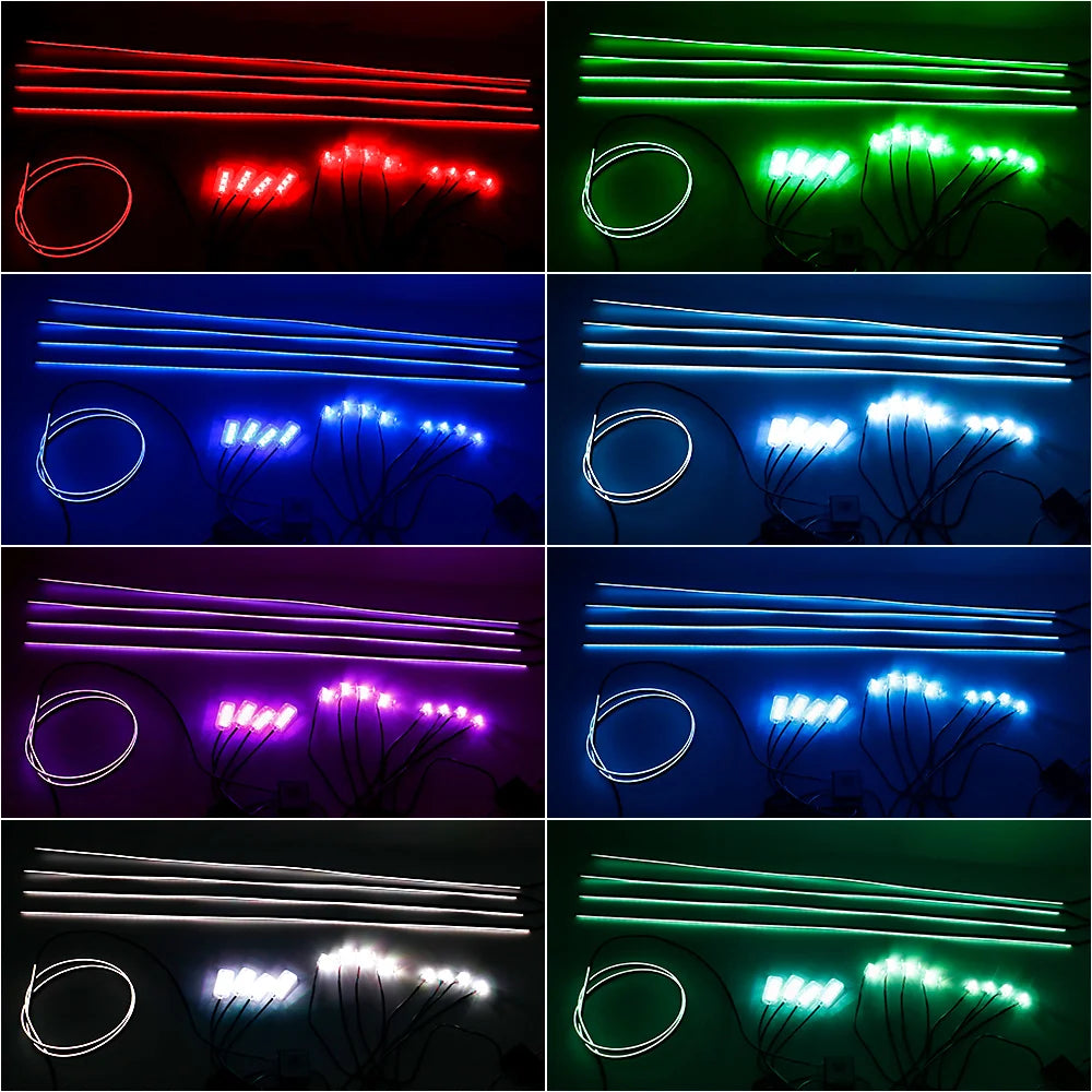 Led Car Ambient Lights App Control Optic Strip Acrylic Fiber