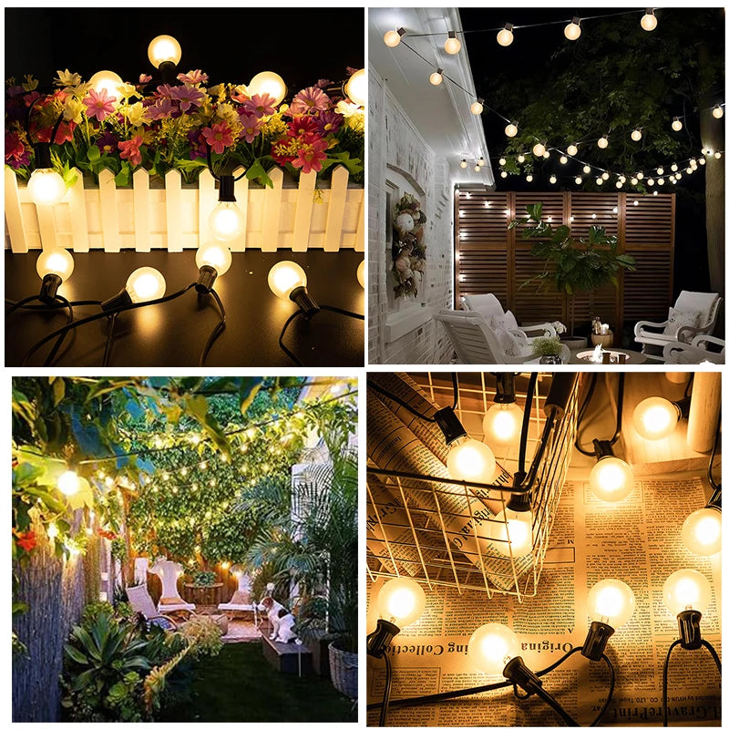 Vintage G40 Frosted Milky Glass String Lights Outdoor