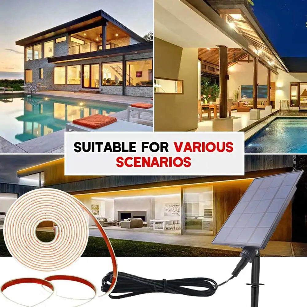 2400mAh COB Solar Neon Light Strips DC 24V Flexible Lights