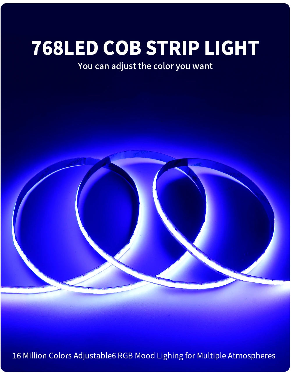 DC12V/24V RGBW COB LED Strip Light 8mm Ultra-Narrow