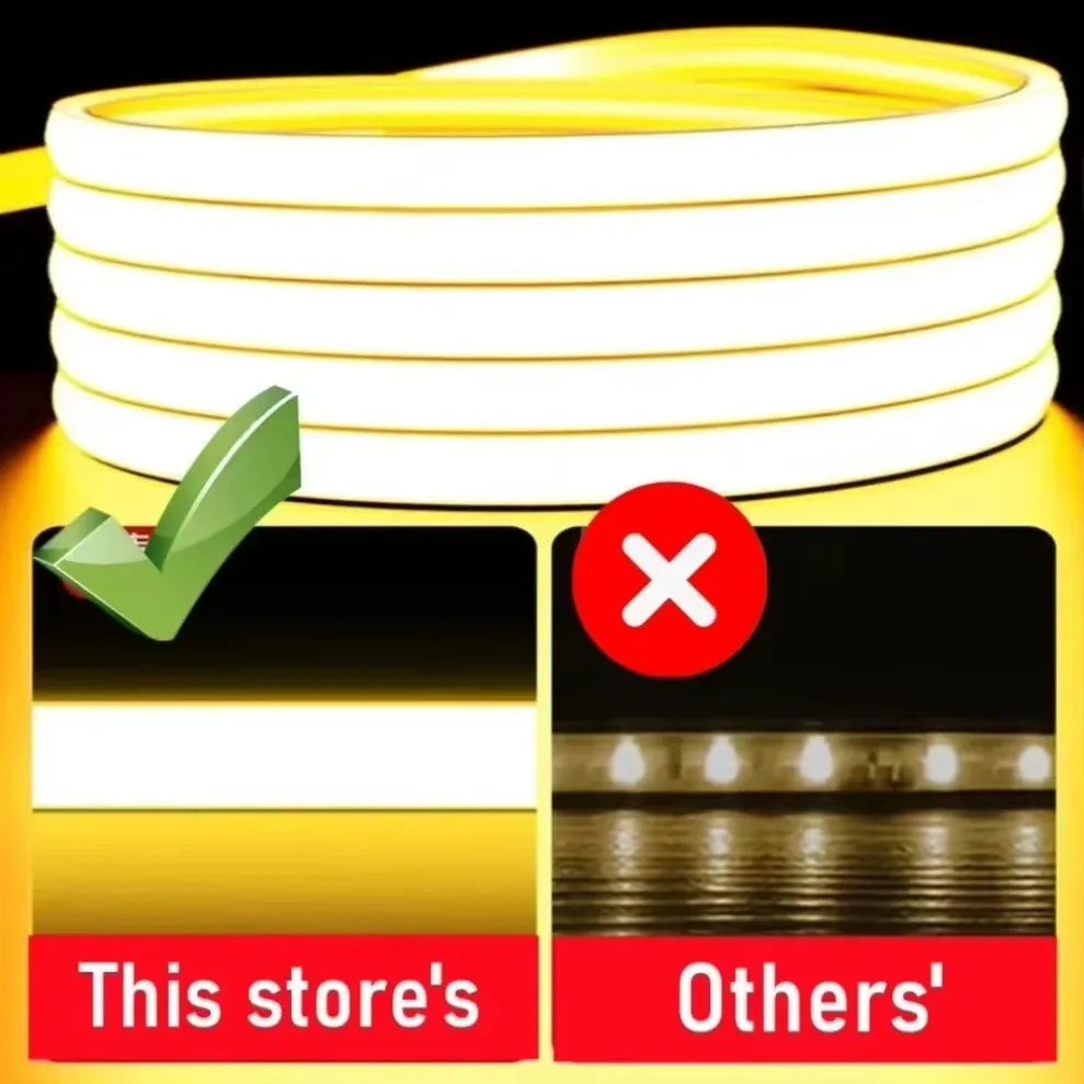 1-30M 220V COB LED Lamp Strip 288LEDs/m RA90 Outdoor IP65