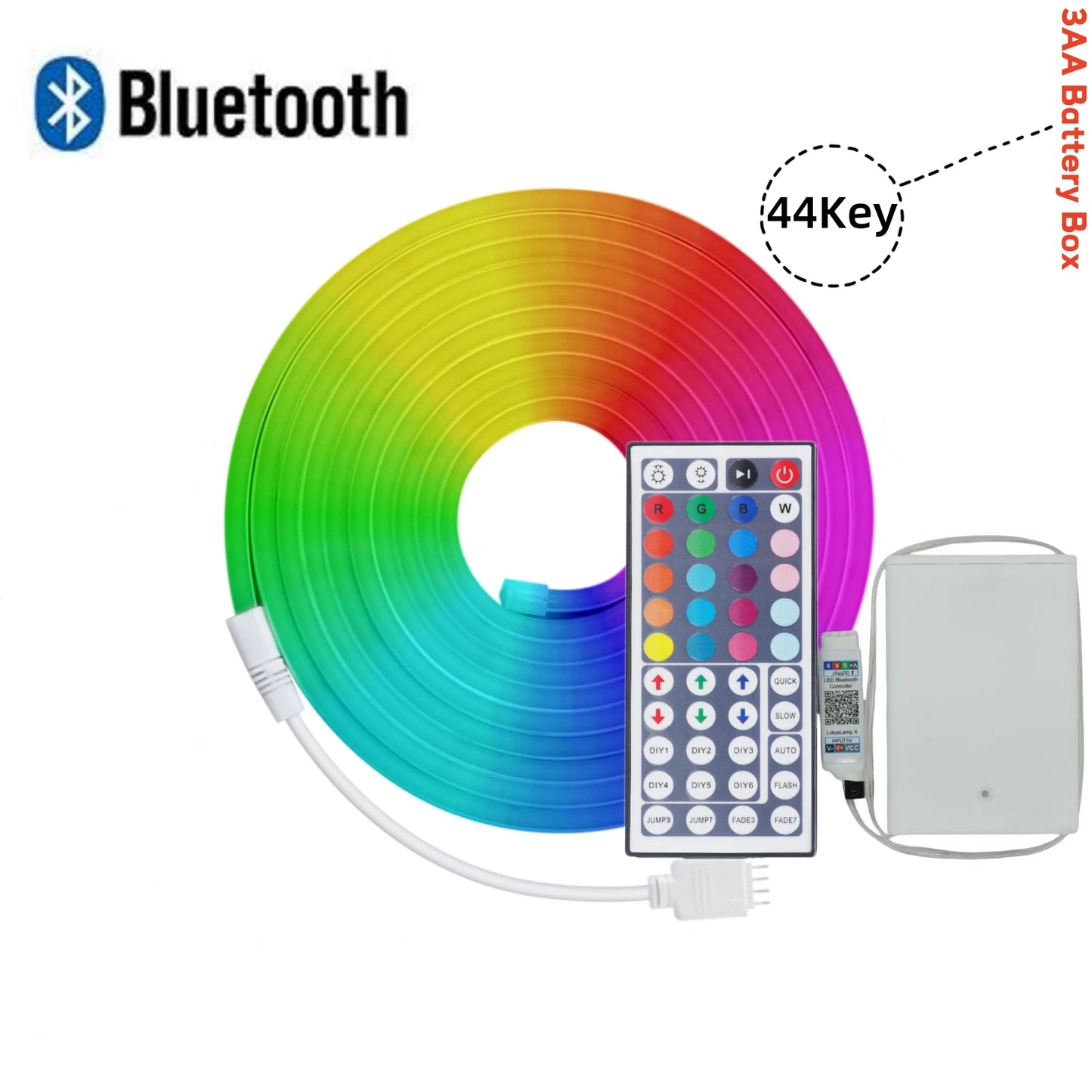 5V RGB Neon Strip Light 1M 2M 3M 3AA Battery Box