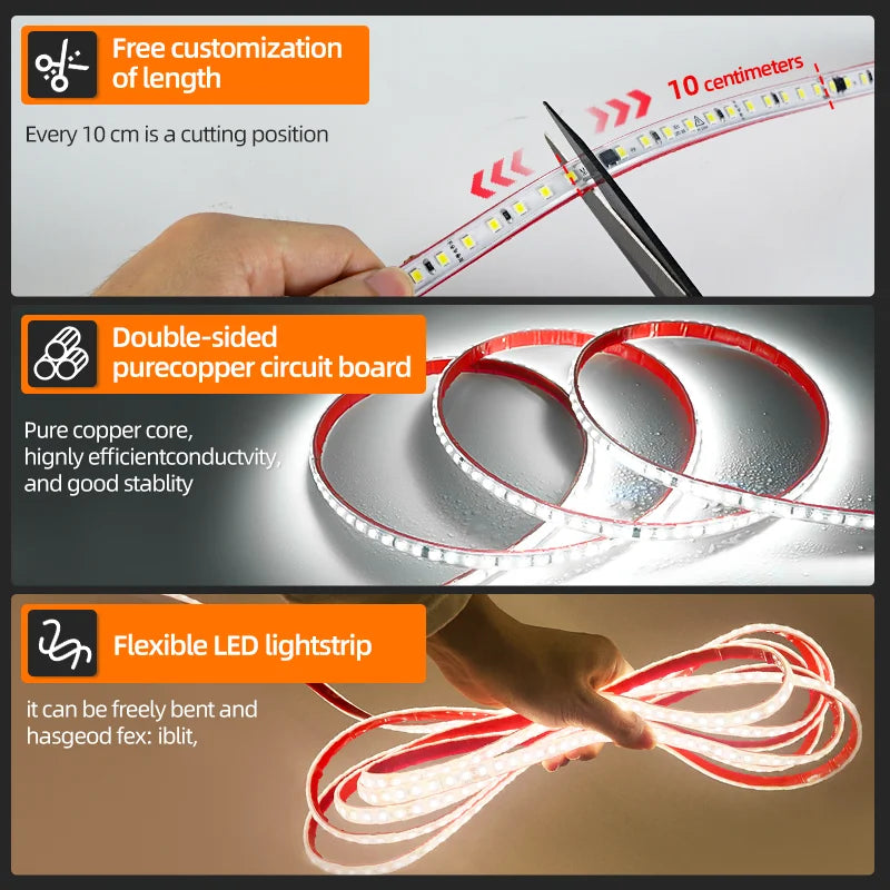 AC 220V LED Strip Light Waterproof Flexible Ribbon Tape