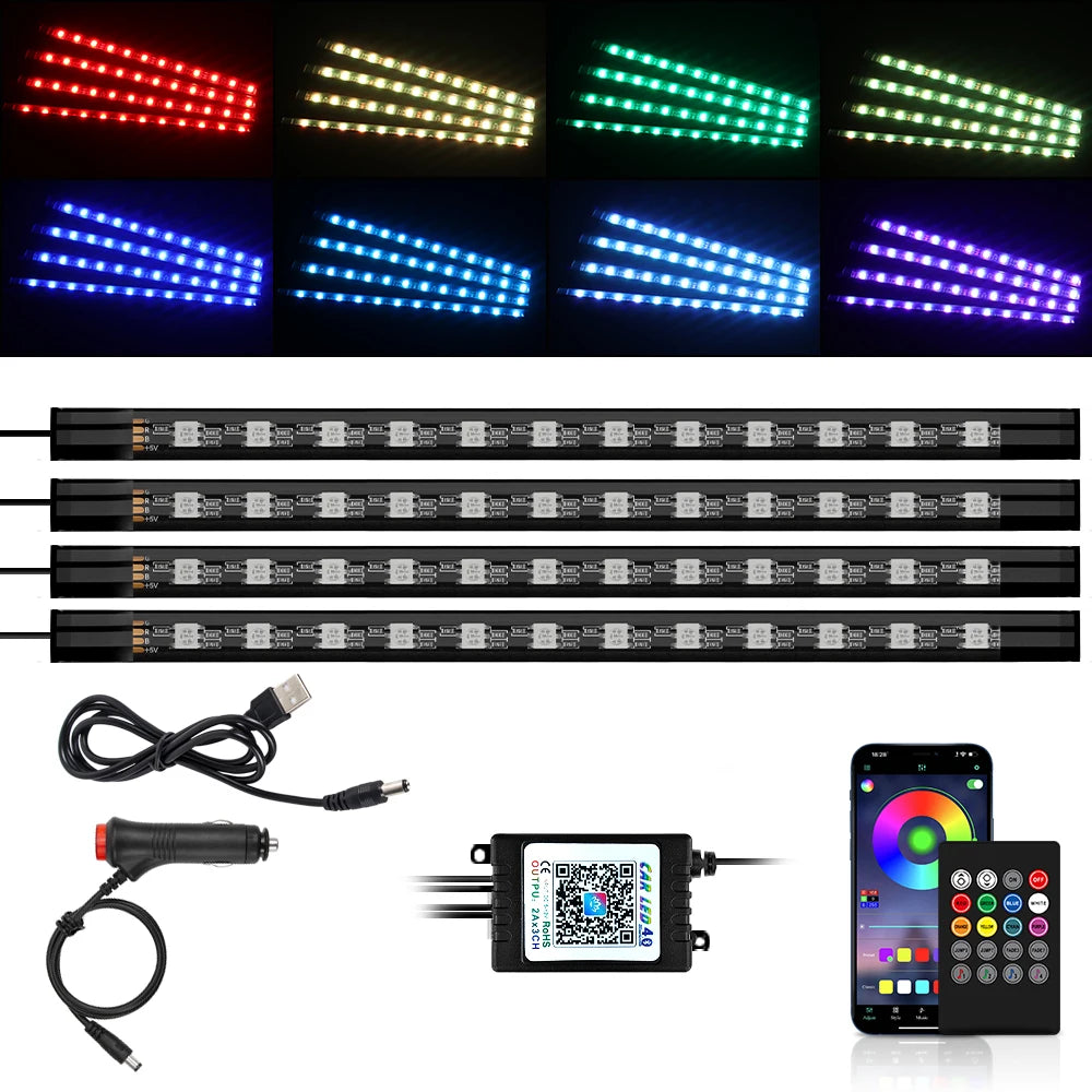 Car Neon LED Interior Ambient Foot Strip Light