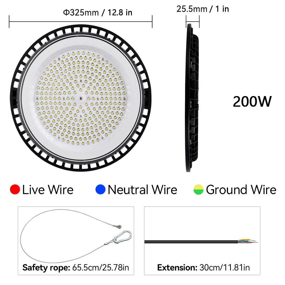 LED Industrial Light 100W 150W 200W UFO Bay Lights Super Bright