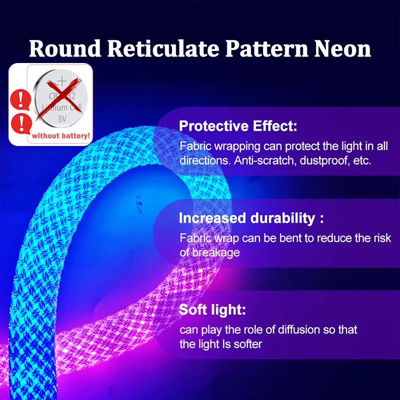 360 Degree Round Reticulate Neon LED Strip with Remote Control