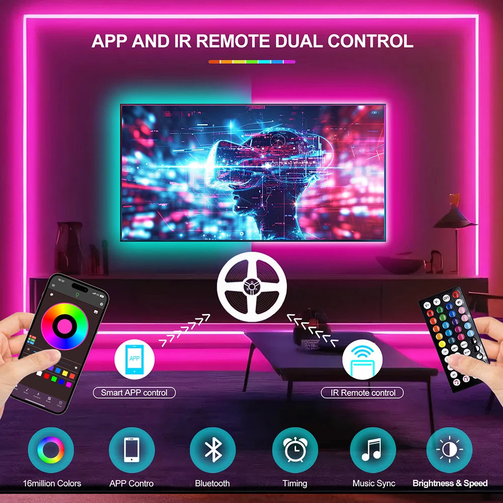 DC 5V USB RGB COB Light Strip 576LED/M Bluetooth APP 3key Controller