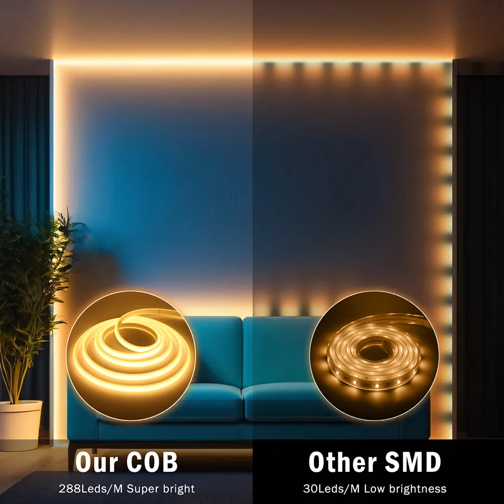 220V Dimmable COB LED Neon Strip Light Dimmer Switch Plug