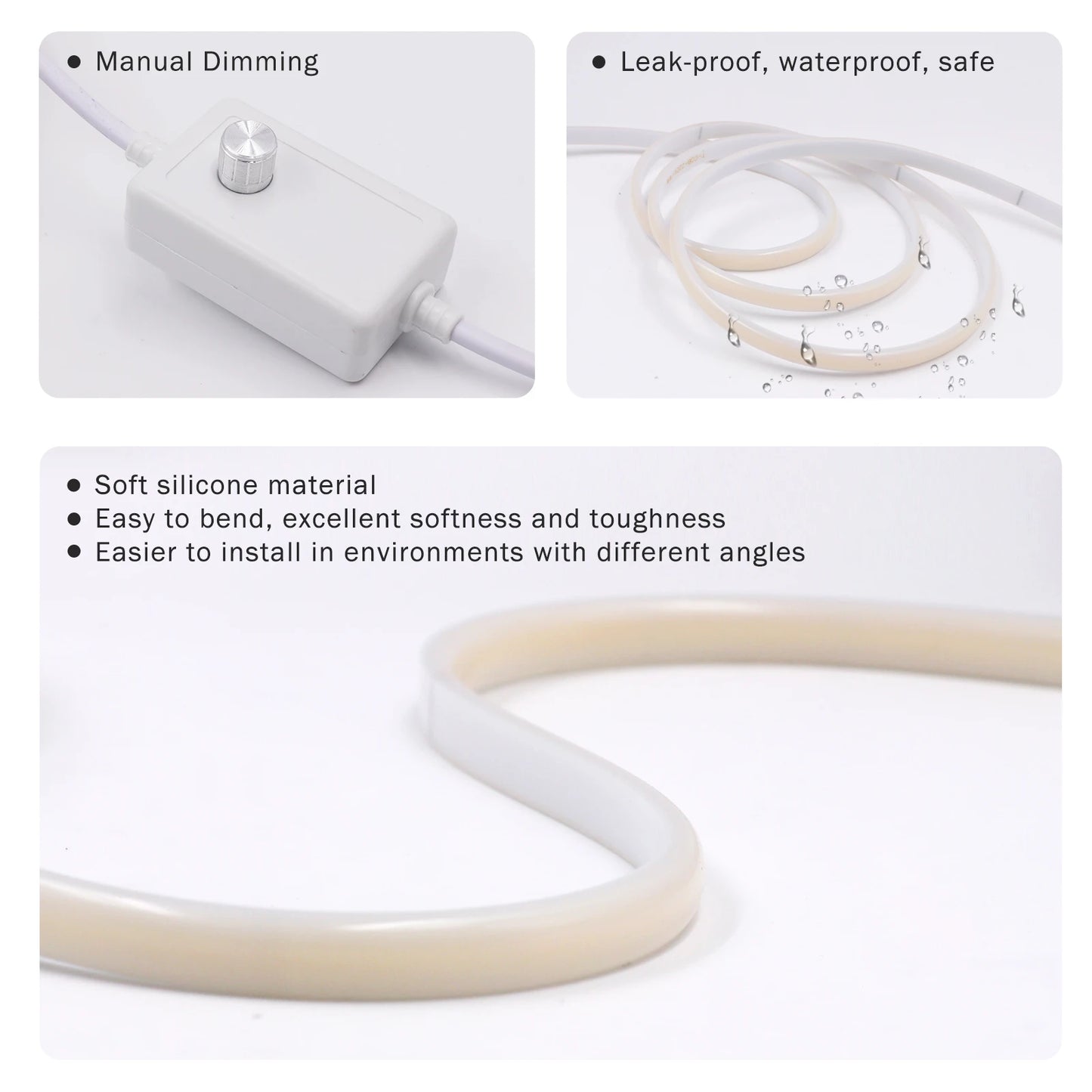 COB LED Strip Light With EU Switch/Dimmer Plug