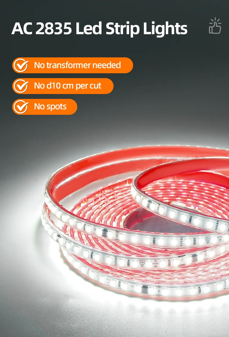 AC 220V LED Strip Light Waterproof Flexible Ribbon Tape