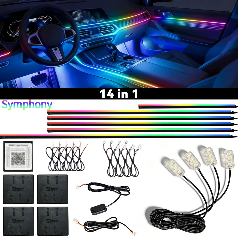 18 in 1 Car Ambient Light For BMW 64 Colors RGB LED Neon Strip