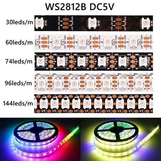 DC5V WS2812B Led Strip light 30/60/74/96/144leds/m Individually
