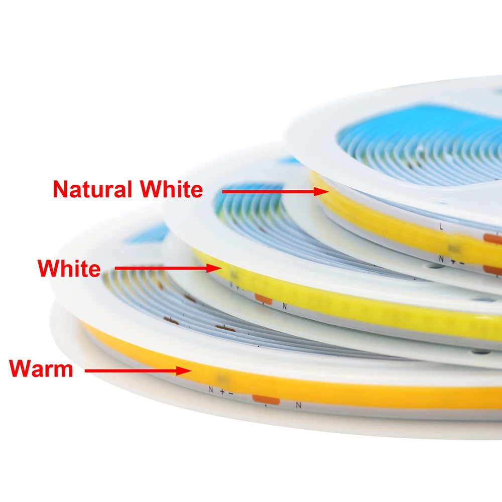 220V 110V COB LED 5m 10m 20m 50m Strip Light 2pin Power Kit
