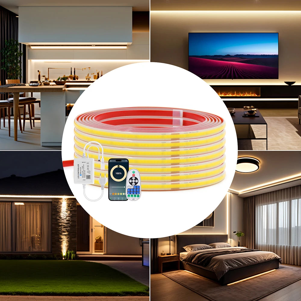 220V Dimmable COB LED Strip Light WIFI Bluetooth Wall Touch