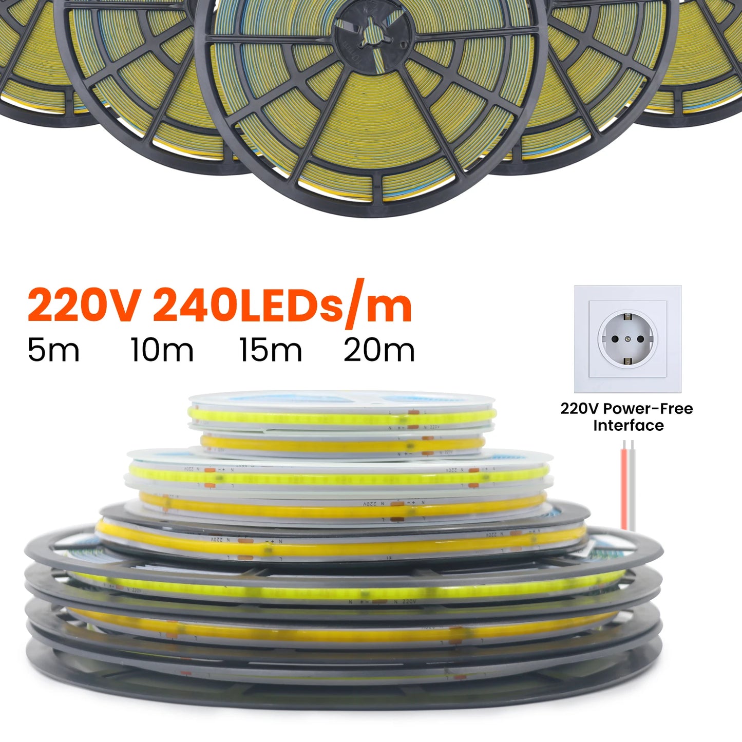 AC 220V COB Strip 240Leds/ Flexible Ribbon LED Light