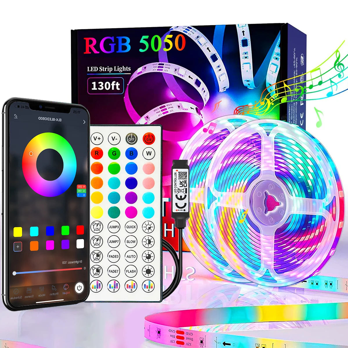 40M/131Ft LED Strip Lights APP Control Color Changing RGB Led Light