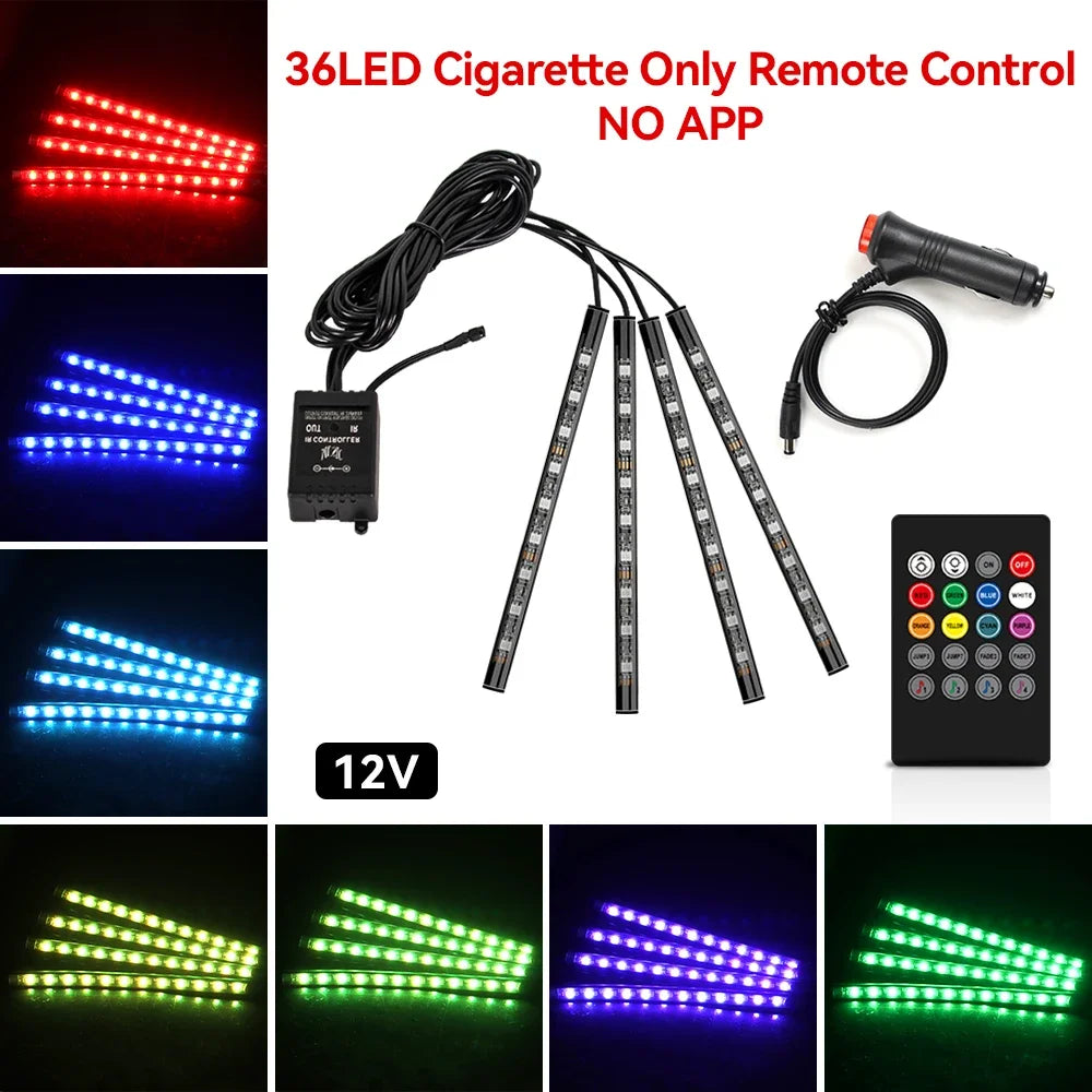 Car Neon LED Interior Ambient Foot Strip Light