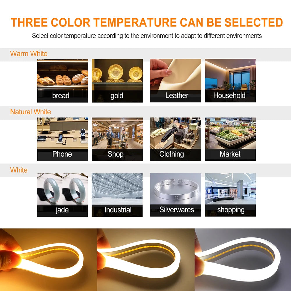 LED Neon Light Strip Solar 24V Waterproof 8 Modes 320LED