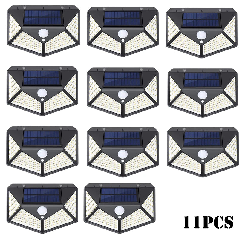 1-12 Pack Solar Lights Outdoor 100 LED Wall Lamp