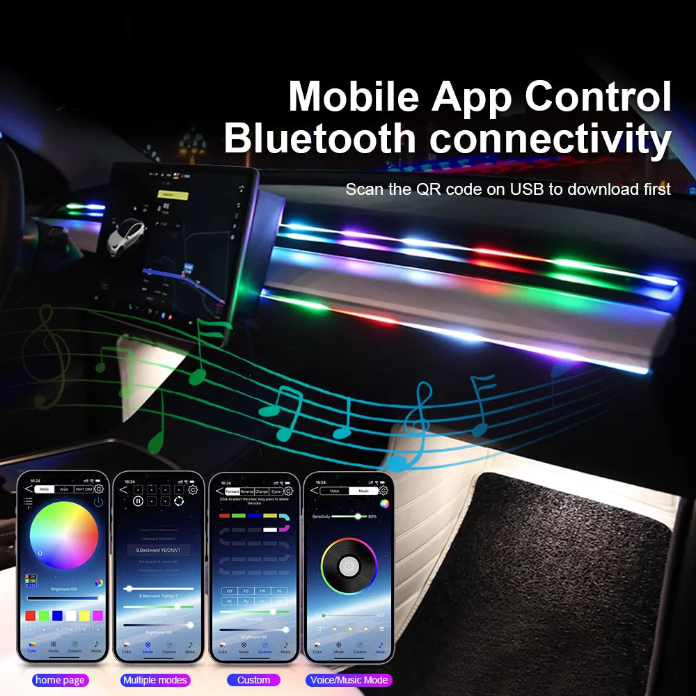 Led Streamer Car Ambient Light Full Color RGB Strip