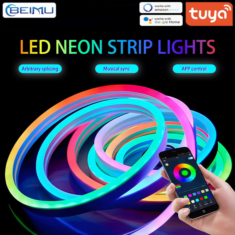 TUYA WIFI LED Neon Strip Lights RGBIC Waterproof Voice Control