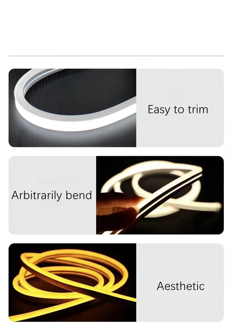 11 Light Colors 12V LED Neon Light Strip Wire/DC Plug