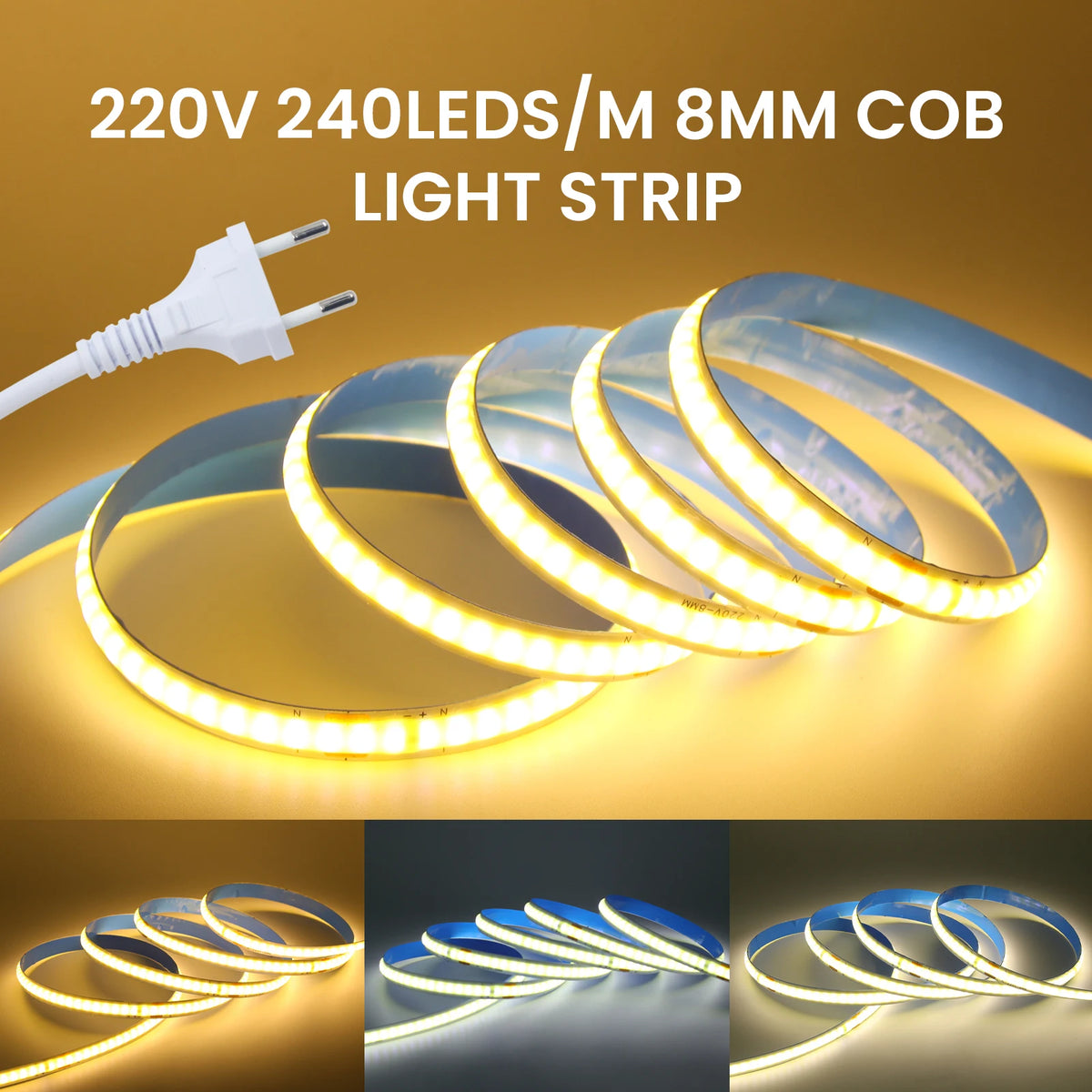AC 110V 220V COB Strip PCB 8MM 240Leds For Home Decor