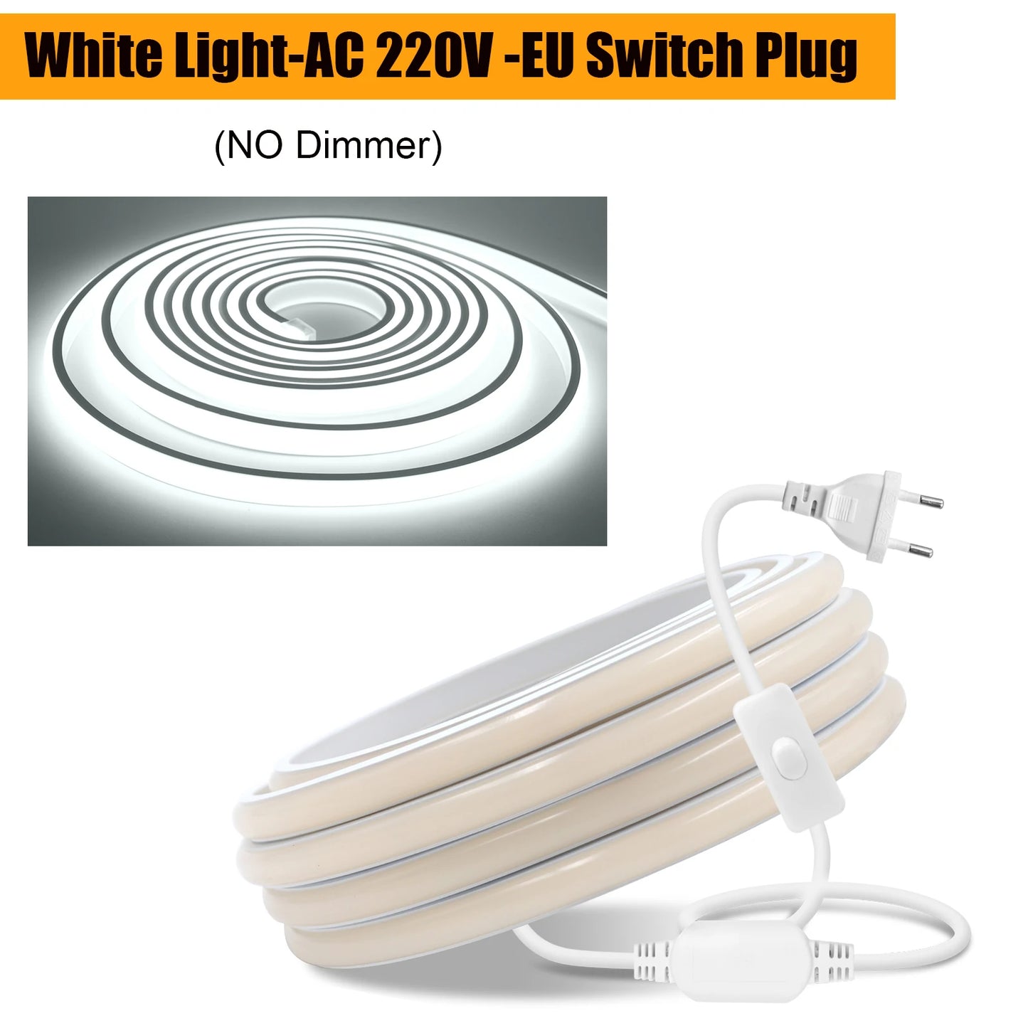 Waterproof COB LED Strip Light With EU Switch Plug
