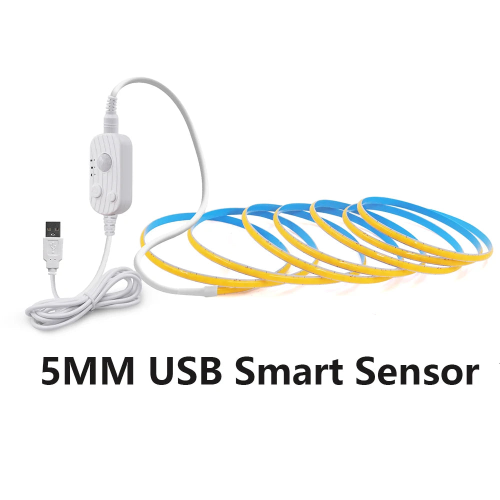 5V 3mm 5mm 8mm COB LED Strip Lights USB Motion Sensor