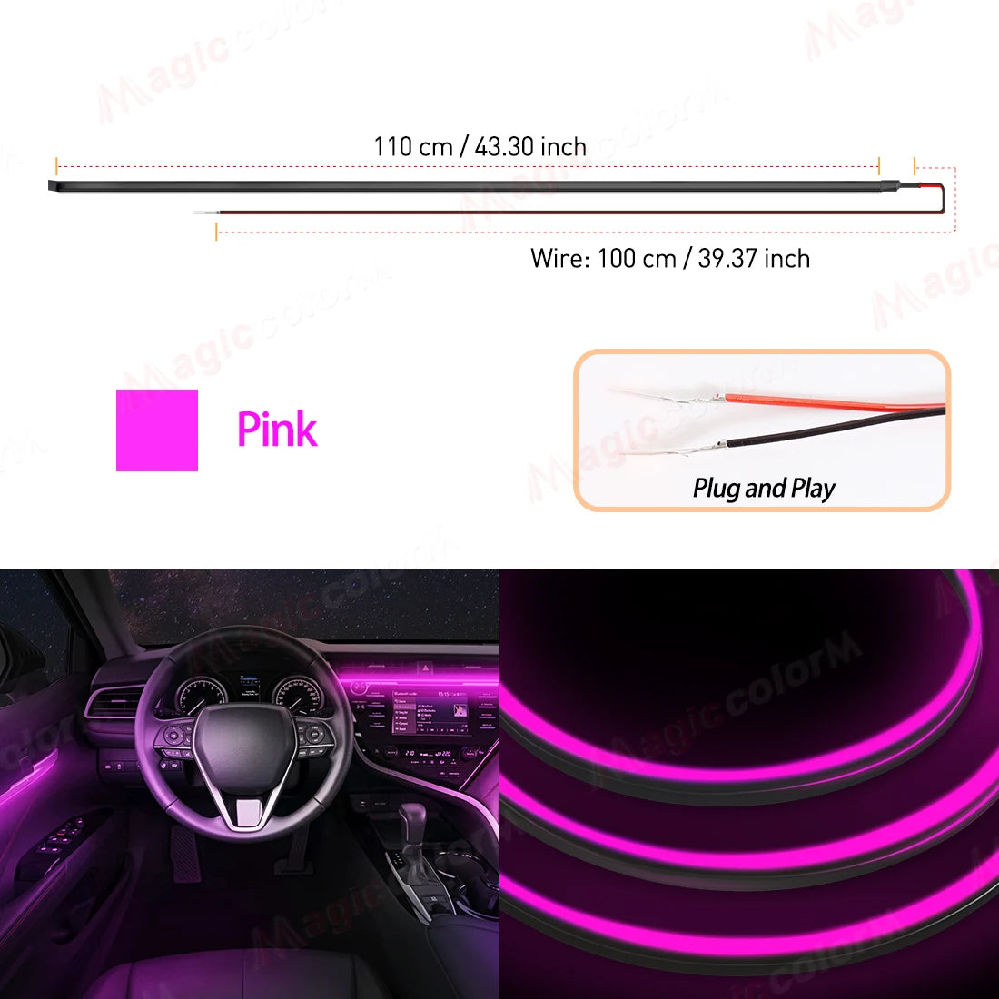 1.1M EL Wire Neon Ambient Light Car Interior Dashboard LED