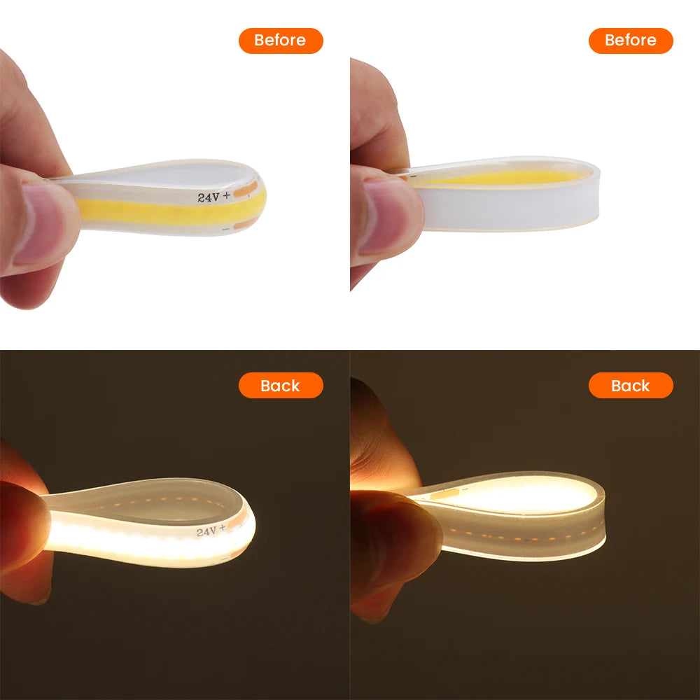 1-20M IP68 Waterproof COB LED Strip 12V 24V 320LEDs
