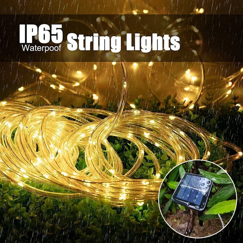 300LED Solar Rope Strip Light Outdoor Fairy Light Strings