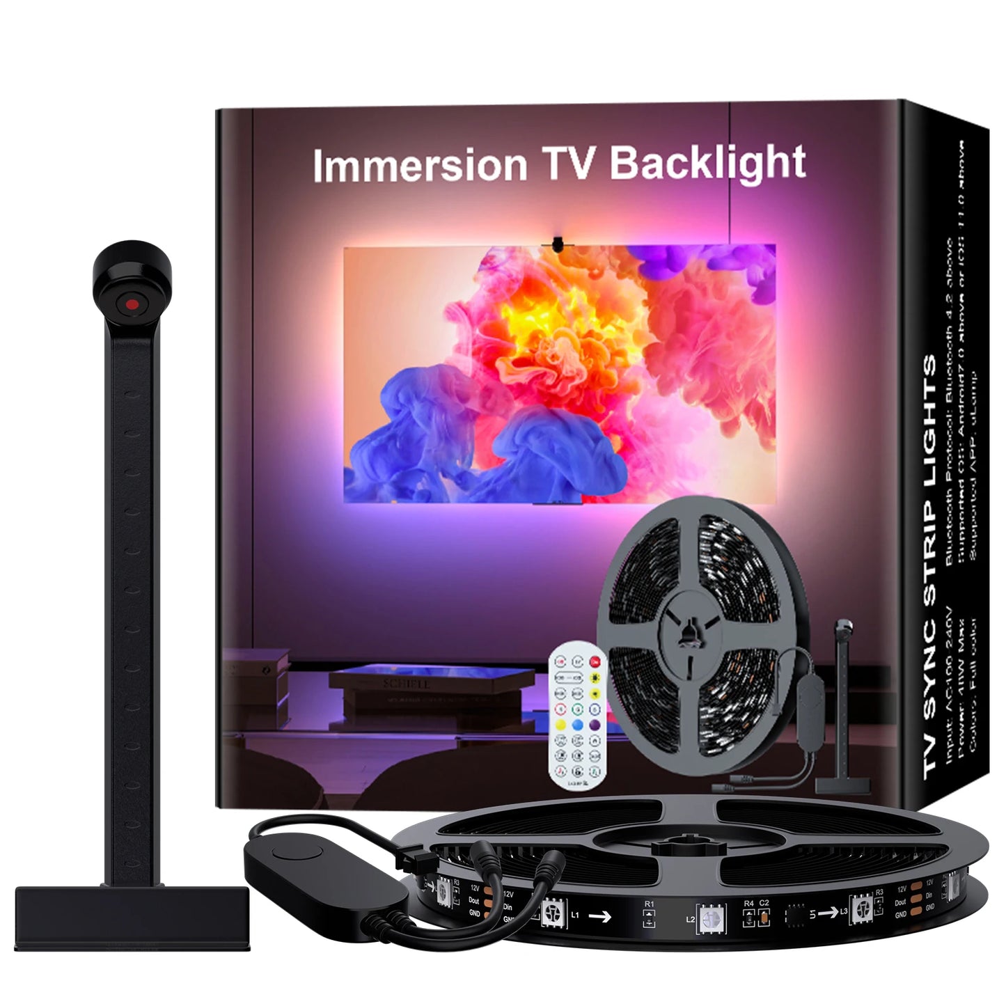 Immersion TV Backlights with Camera, Smart Ambient TV Strip Light