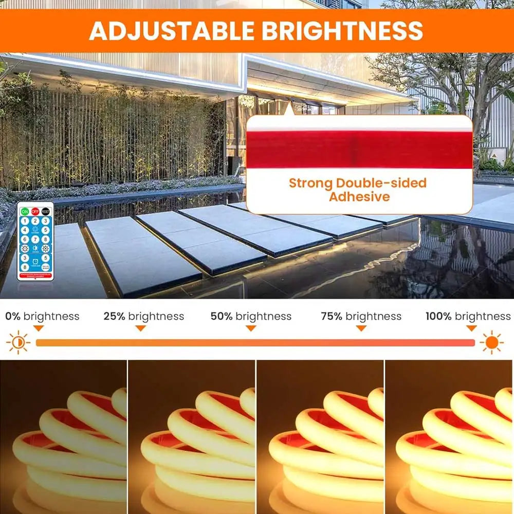 2400mAh COB Solar Neon Light Strips DC 24V Flexible Lights
