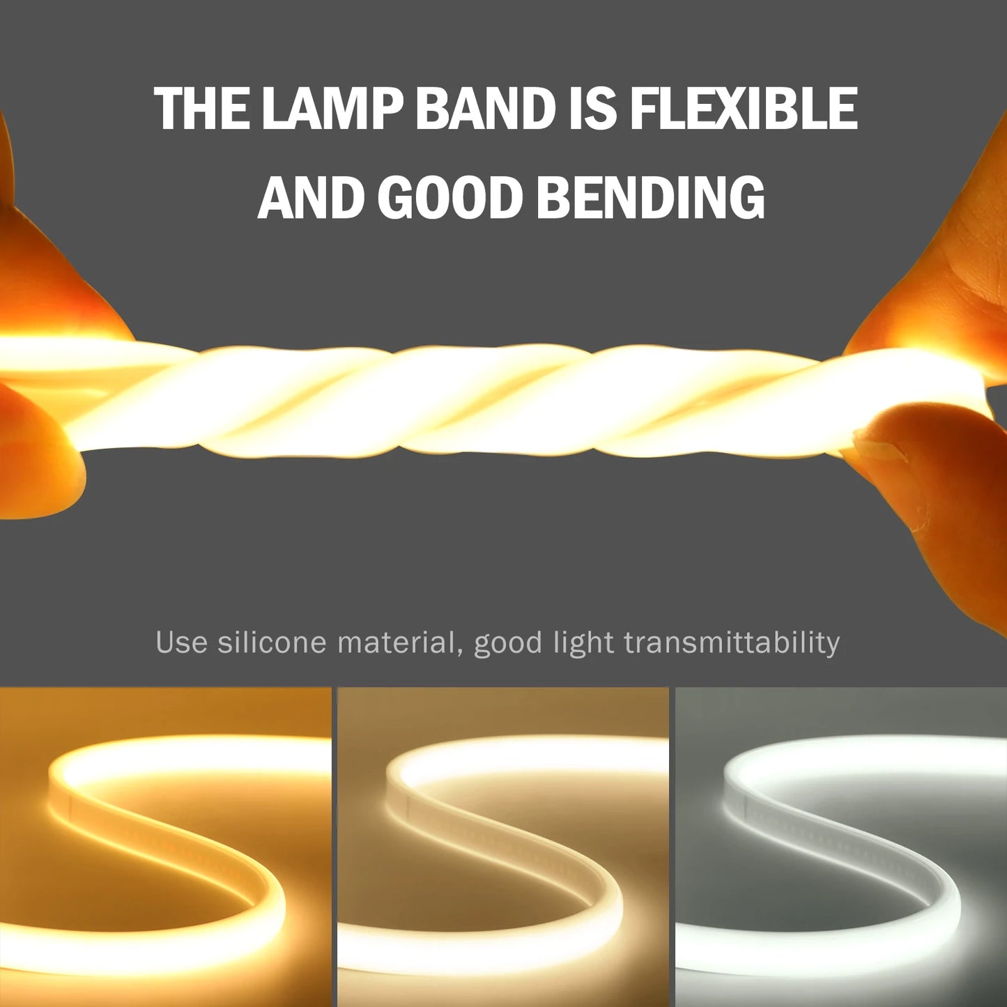 COB LED Strip Light With EU Switch/Dimmer Plug