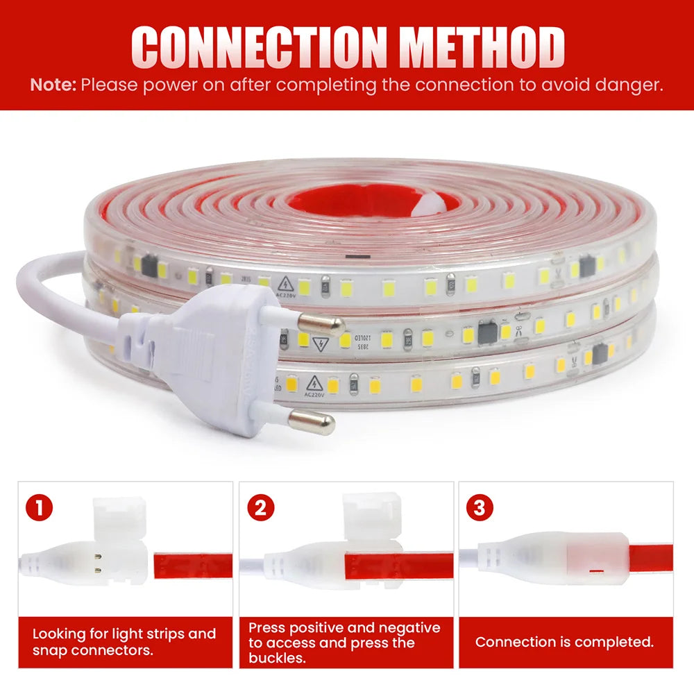 Dimmable 220V 2835 Led Strip Light with Dimmer Switch Adhesive Tape