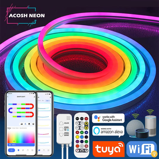 TUYA Neon LED Strip Lights 12-24V 84LEDs/M Silicone Neon Rope Light